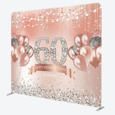 Aperturee - Aperturee Rose Gold Balloons Fabric Backdrop Cover for 60th Birthday